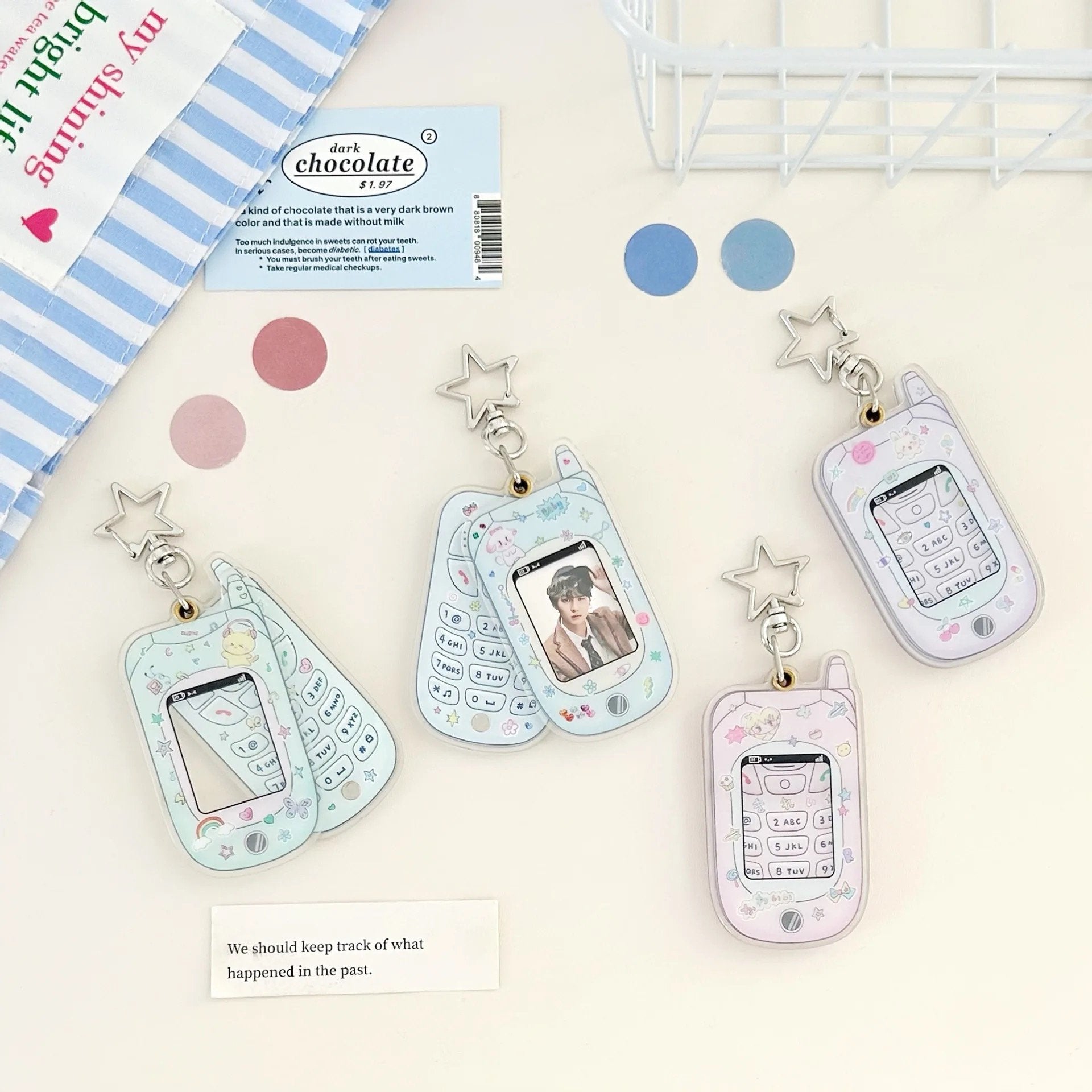 Kawaii Mobile ID Photo Holder Key Ring-SQ0739499