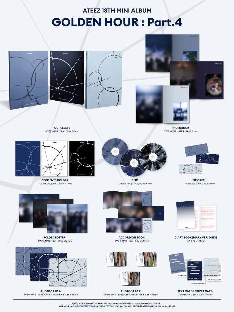 ATEEZ 13th Mini Album [GOLDEN HOUR : Part.4] (A Ver. / Diary Ver. / Z Ver.)