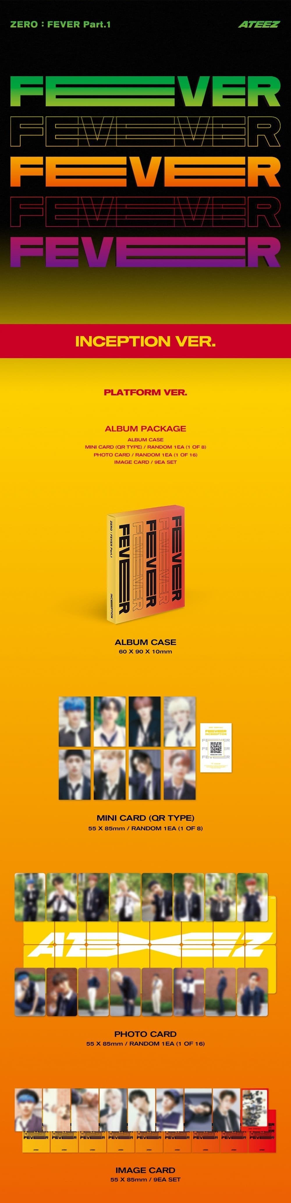 *KQ POB SHOP BENEFIT* ATEEZ - 5th Mini Album [ZERO : FEVER Part.1] (THANXX Ver. / INCEPTION Ver. / DIARY Ver.) (PLATFORM Ver.)-SQ9730749