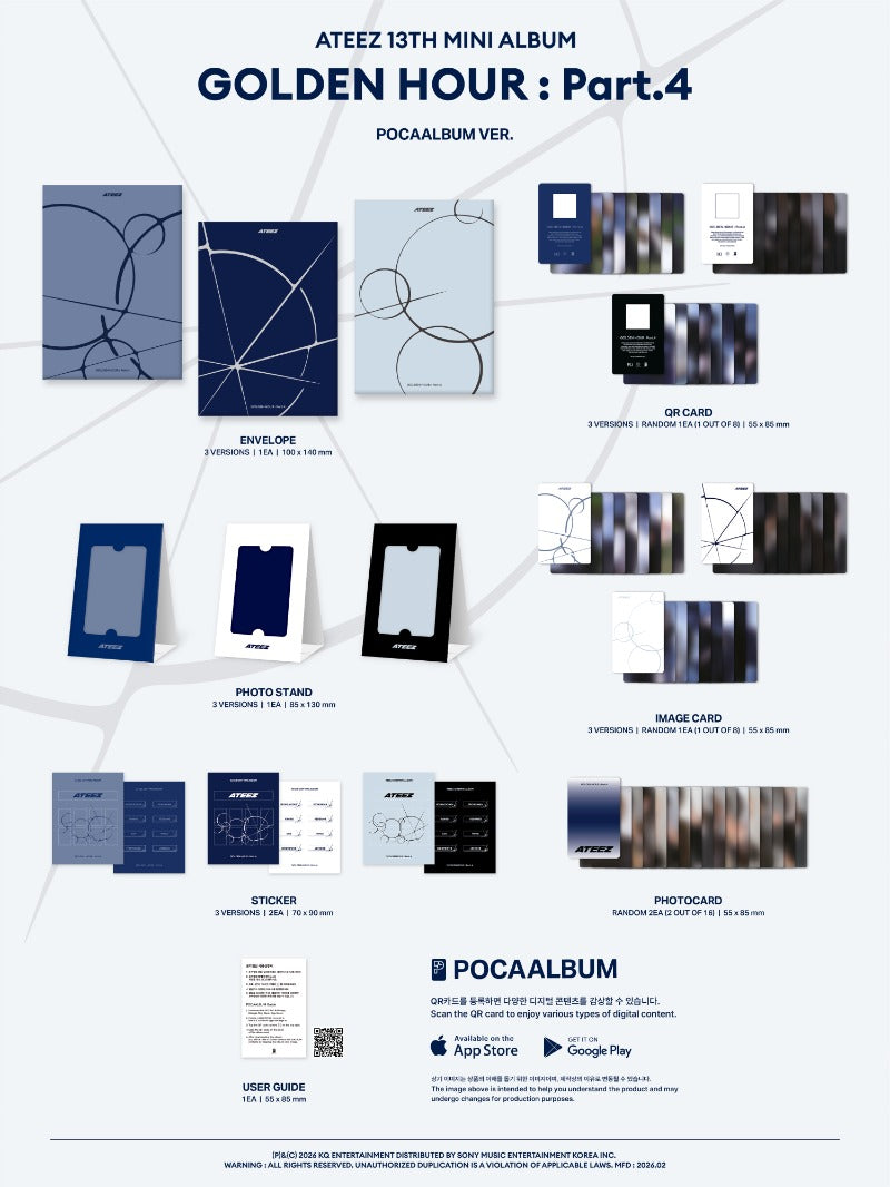 *POCA VER* ATEEZ 13th Mini Album [GOLDEN HOUR : Part.4] (POCAALBUM Ver.) (A Ver. / Diary Ver. / Z Ver.)