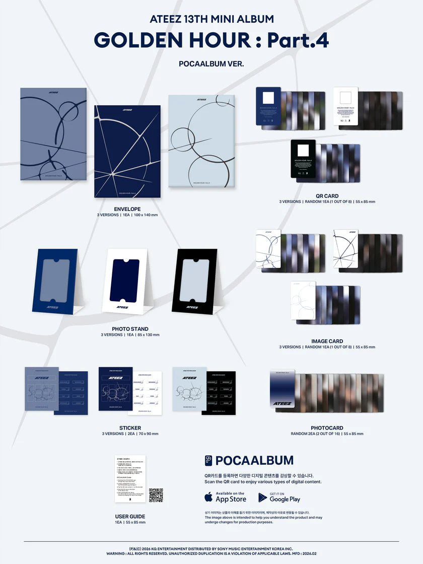 *MAKESTAR 2/04 "MEOW" BENEFIT* ATEEZ 13TH MINI ALBUM [GOLDEN HOUR : Part.4](POCAALBUM)