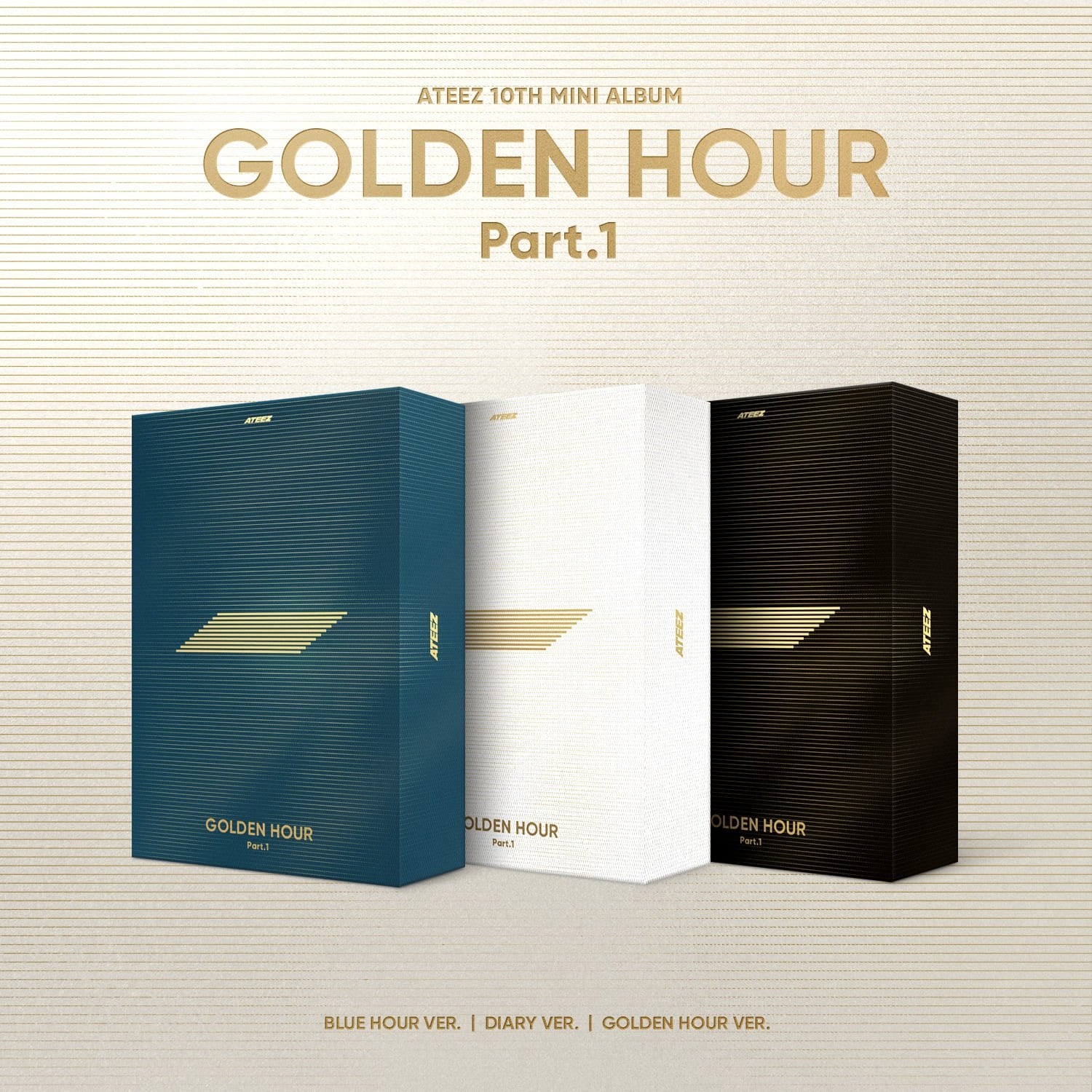 ATEEZ 10th Mini Album [GOLDEN HOUR : Part.1] (BLUE HOUR Ver. / DIARY Ver. / GOLDEN HOUR Ver.)-SQ1001108