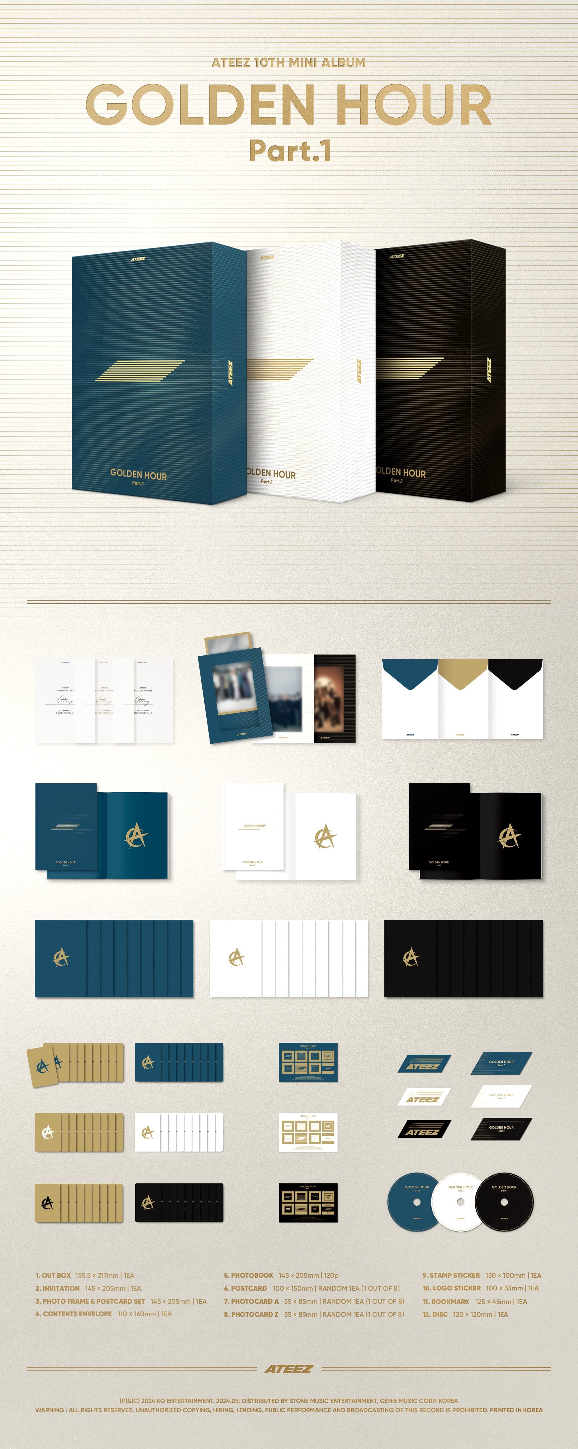 ATEEZ 10th Mini Album [GOLDEN HOUR : Part.1] (BLUE HOUR Ver. / DIARY Ver. / GOLDEN HOUR Ver.)-SQ1001108