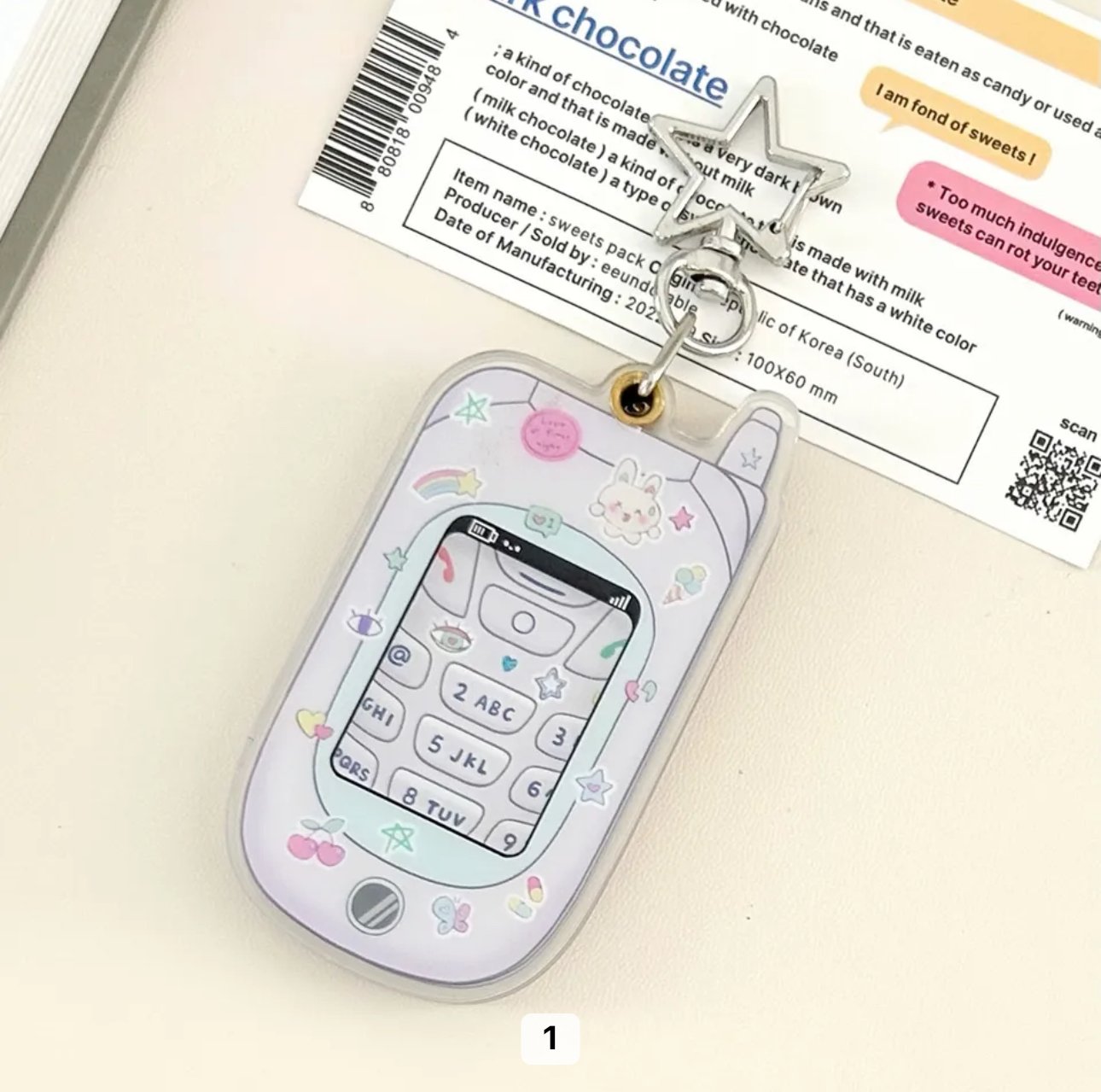 Kawaii Mobile ID Photo Holder Key Ring-SQ0739499