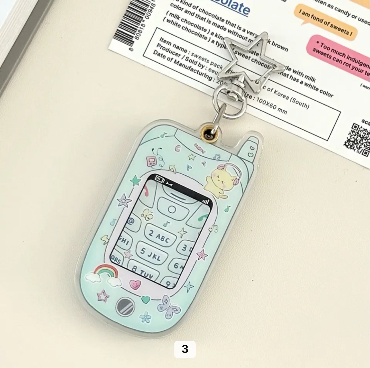 Kawaii Mobile ID Photo Holder Key Ring-SQ0739499