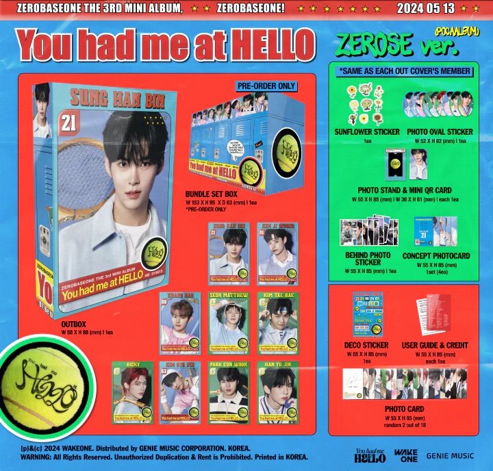 ZEROBASEONE - 3rd Mini Album [You had me at HELLO] (POCA ALBUM)-SQ7452083