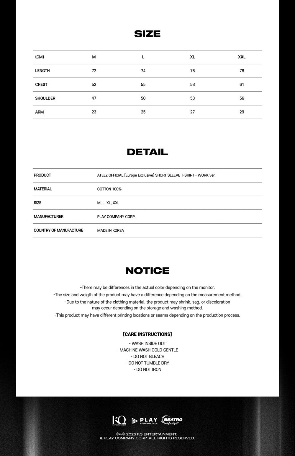 *PREORDER* ATEEZ - TOWARDS THE LIGHT : WILL TO POWER WORLD TOUR POP-UP STORE IN EUROPE OFFICIAL MD - SHORT SLEEVE T-SHIRT WORK VER-SQ6234345