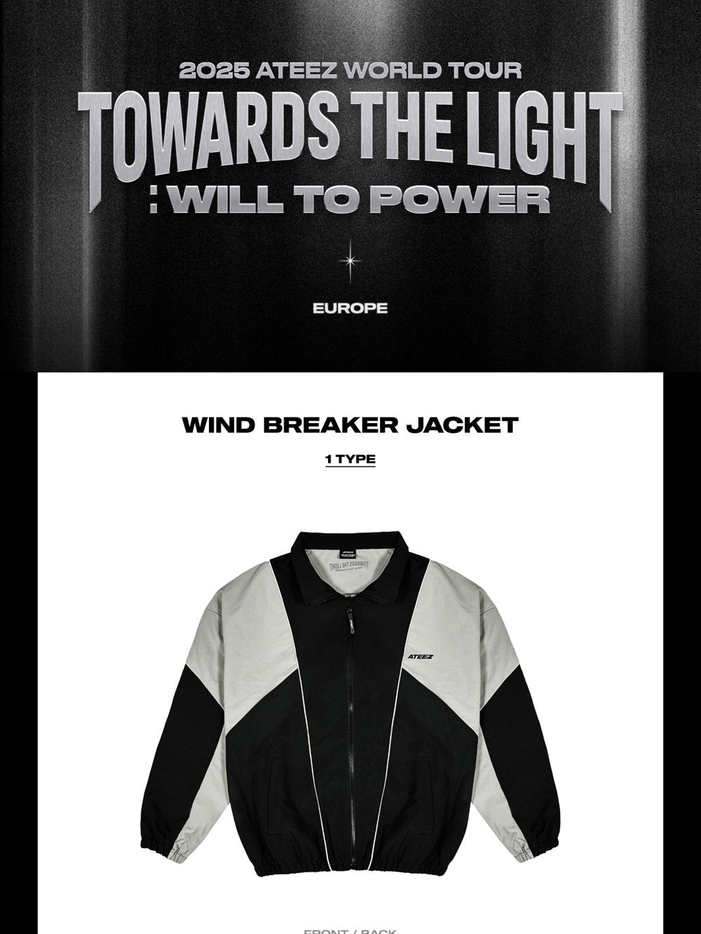 *PREORDER* ATEEZ - TOWARDS THE LIGHT : WILL TO POWER WORLD TOUR POP-UP STORE IN EUROPE OFFICIAL MD - WIND BREAKER JACKET-SQ9780165