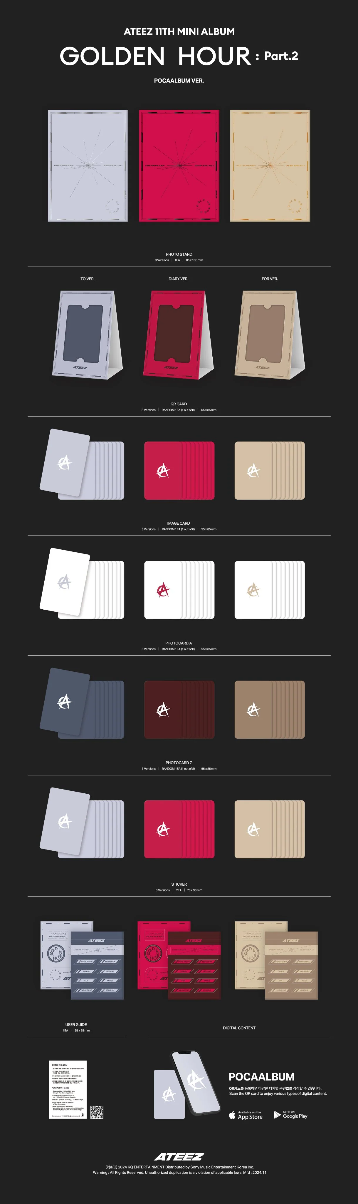 *TOKTOQ POB* ATEEZ - GOLDEN HOUR : PART.2 11TH MINI ALBUM POCAALBUM SET-SQ9581129