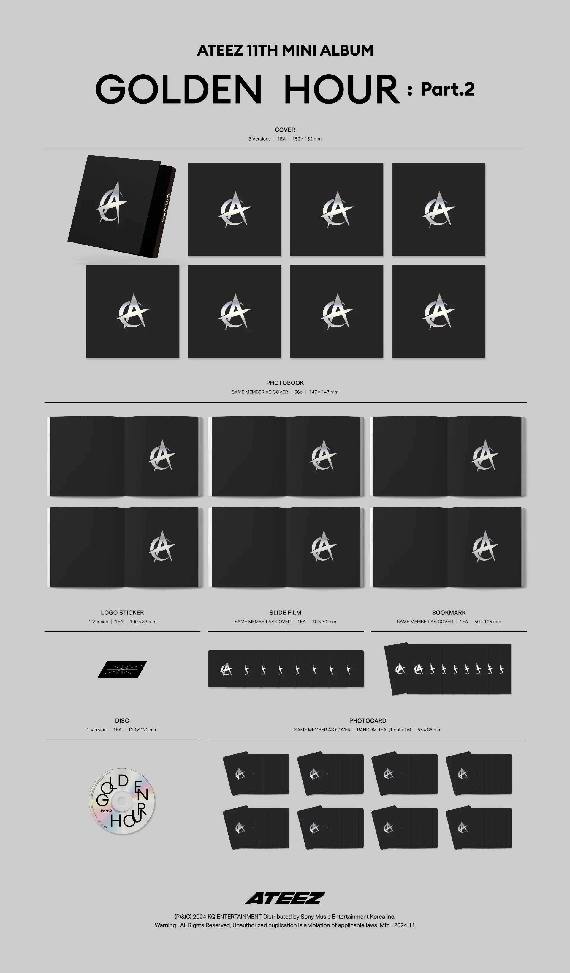 *TOKTOQ BENEFIT* ATEEZ - GOLDEN HOUR : PART.2 11TH MINI ALBUM DIGIPACK-SQ7359812