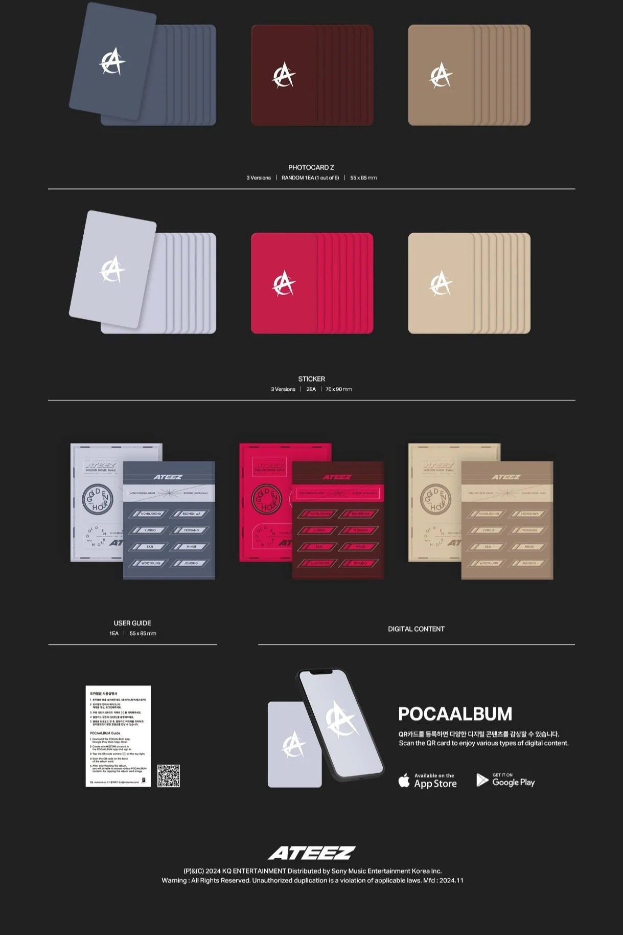 *TOKTOQ POB* ATEEZ - GOLDEN HOUR : PART.2 11TH MINI ALBUM POCAALBUM SET-SQ9581129