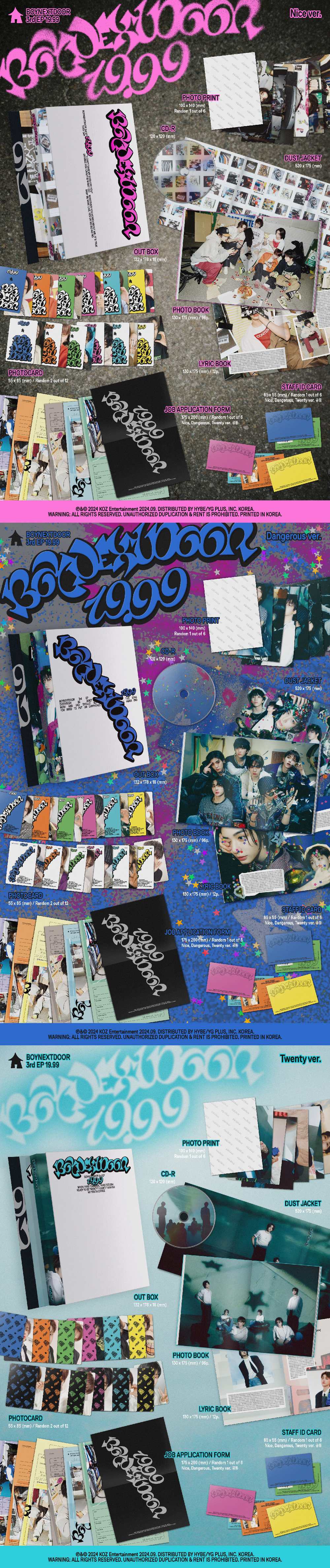 BOYNEXTDOOR - 3rd EP [19.99] (Nice Ver. / Dangerous Ver. / Twenty Ver.)-SQ4114248