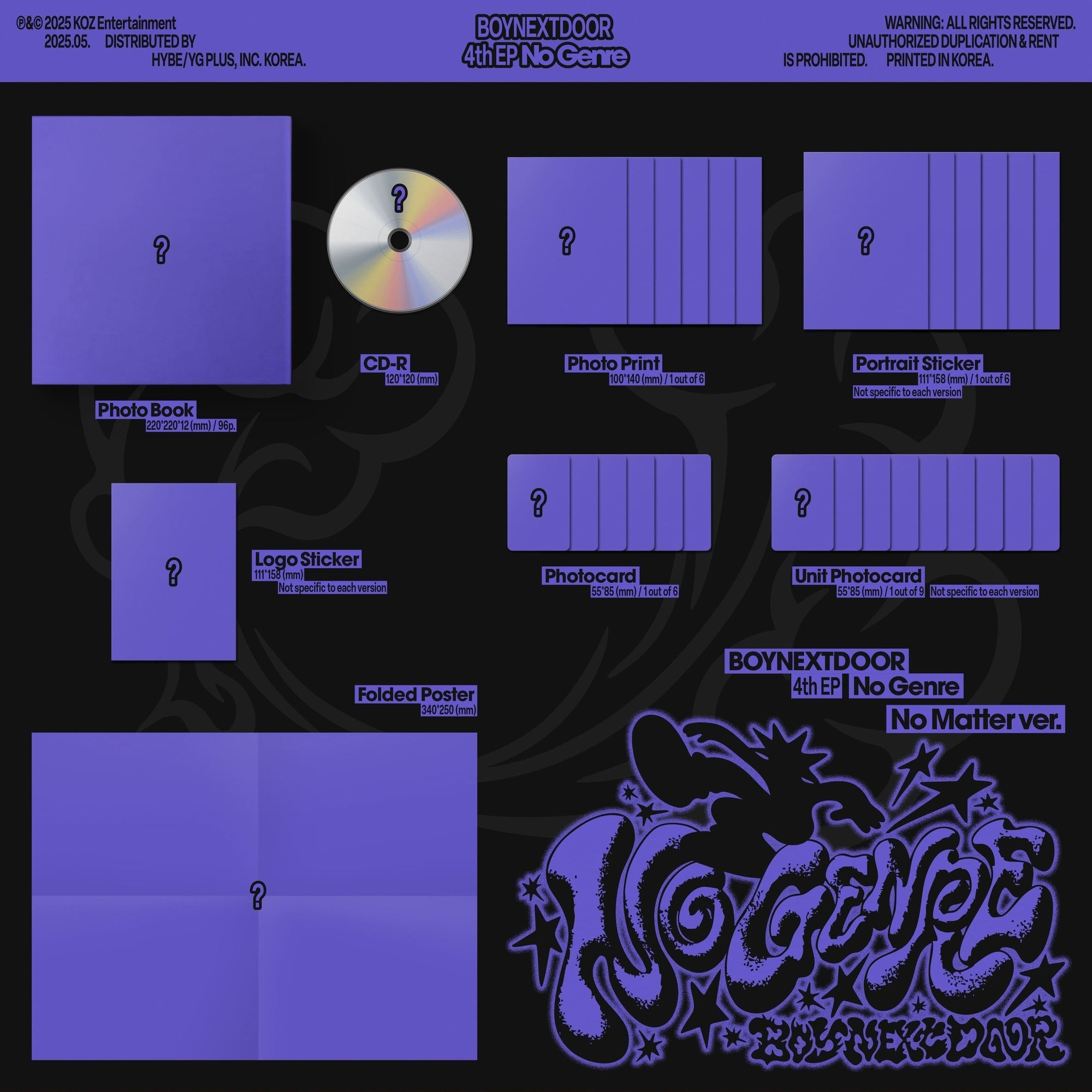 *WEVERSE GIFT* BOYNEXTDOOR - 4th EP [No Genre] (No Matter Ver. / No Route Ver. / No Limit Ver.)-SQ2344077