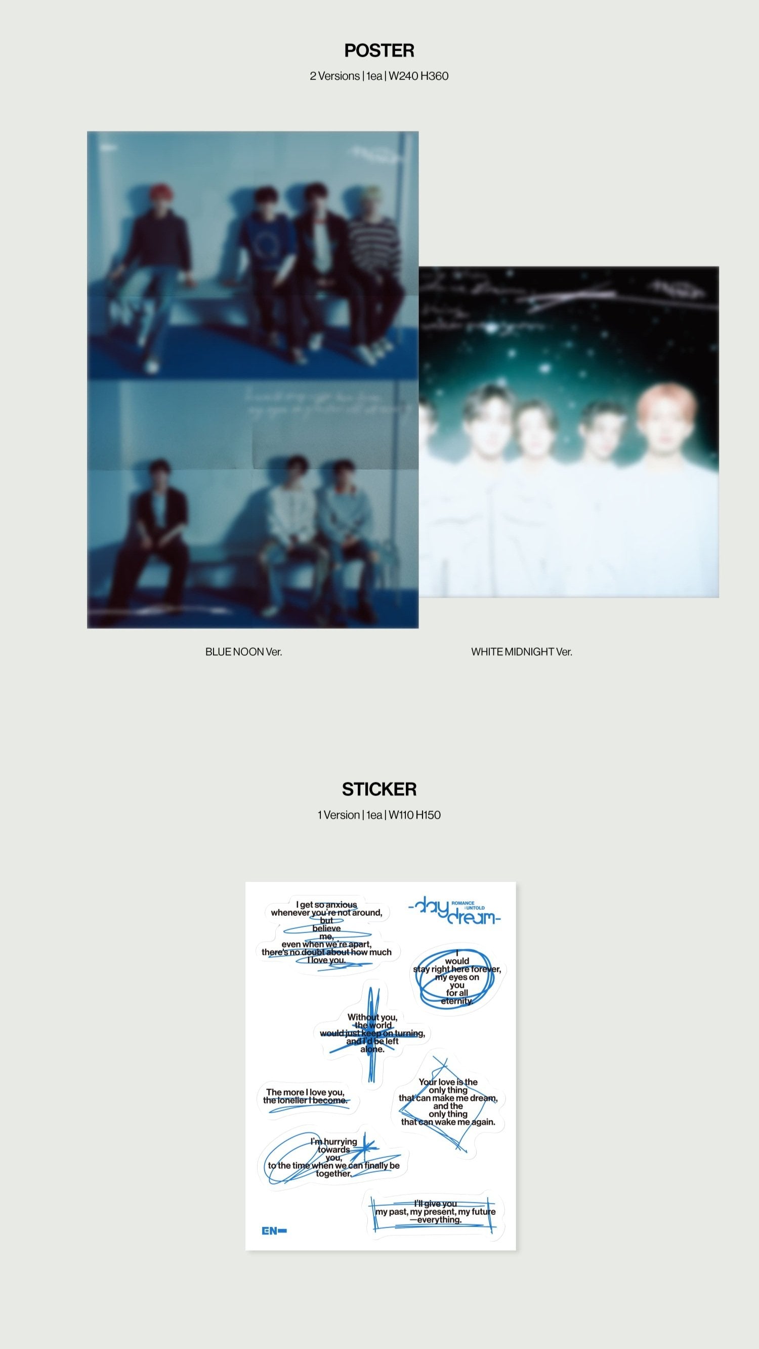 ENHYPEN - 2nd Album [ROMANCE : UNTOLD -daydream-] (BLUE NOON Ver. / WHITE MIDNIGHT Ver.)-SQ3997205