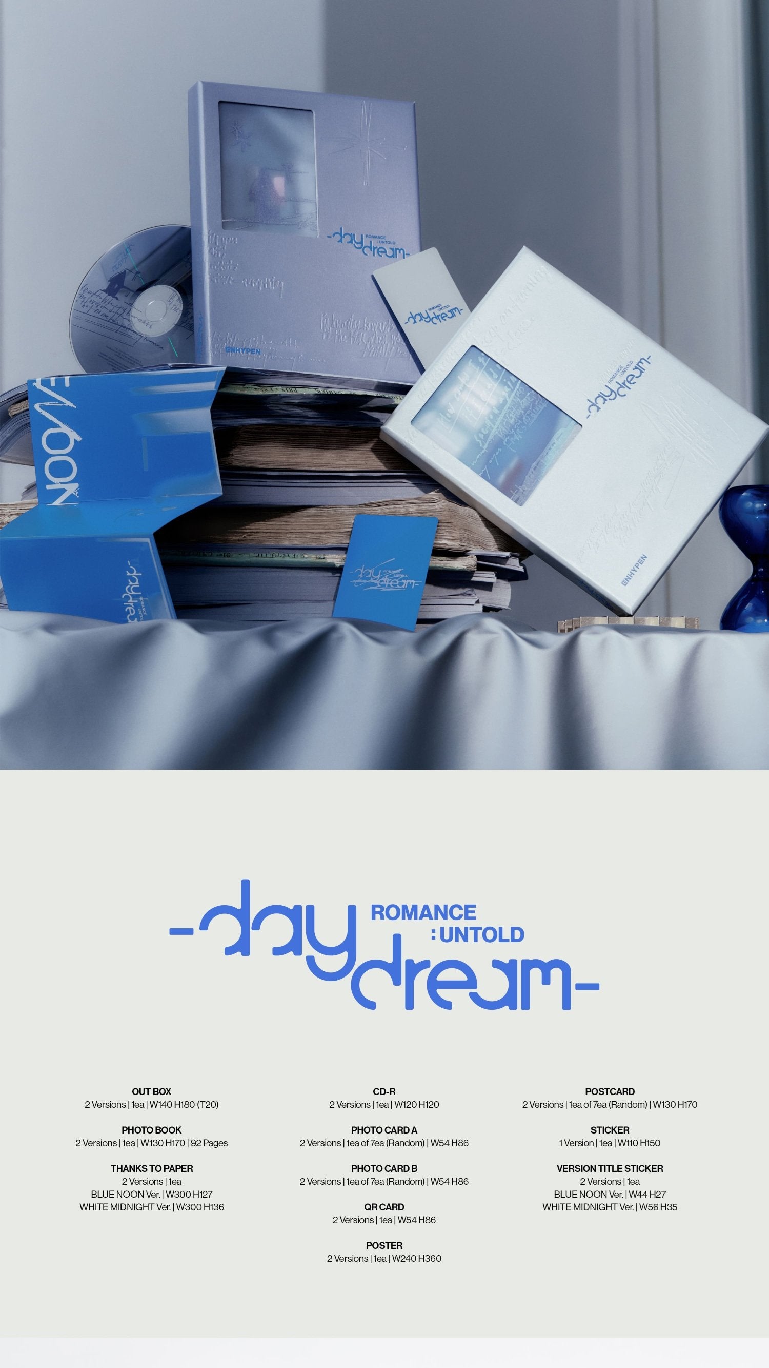 ENHYPEN - 2nd Album [ROMANCE : UNTOLD -daydream-] (BLUE NOON Ver. / WHITE MIDNIGHT Ver.)-SQ3997205