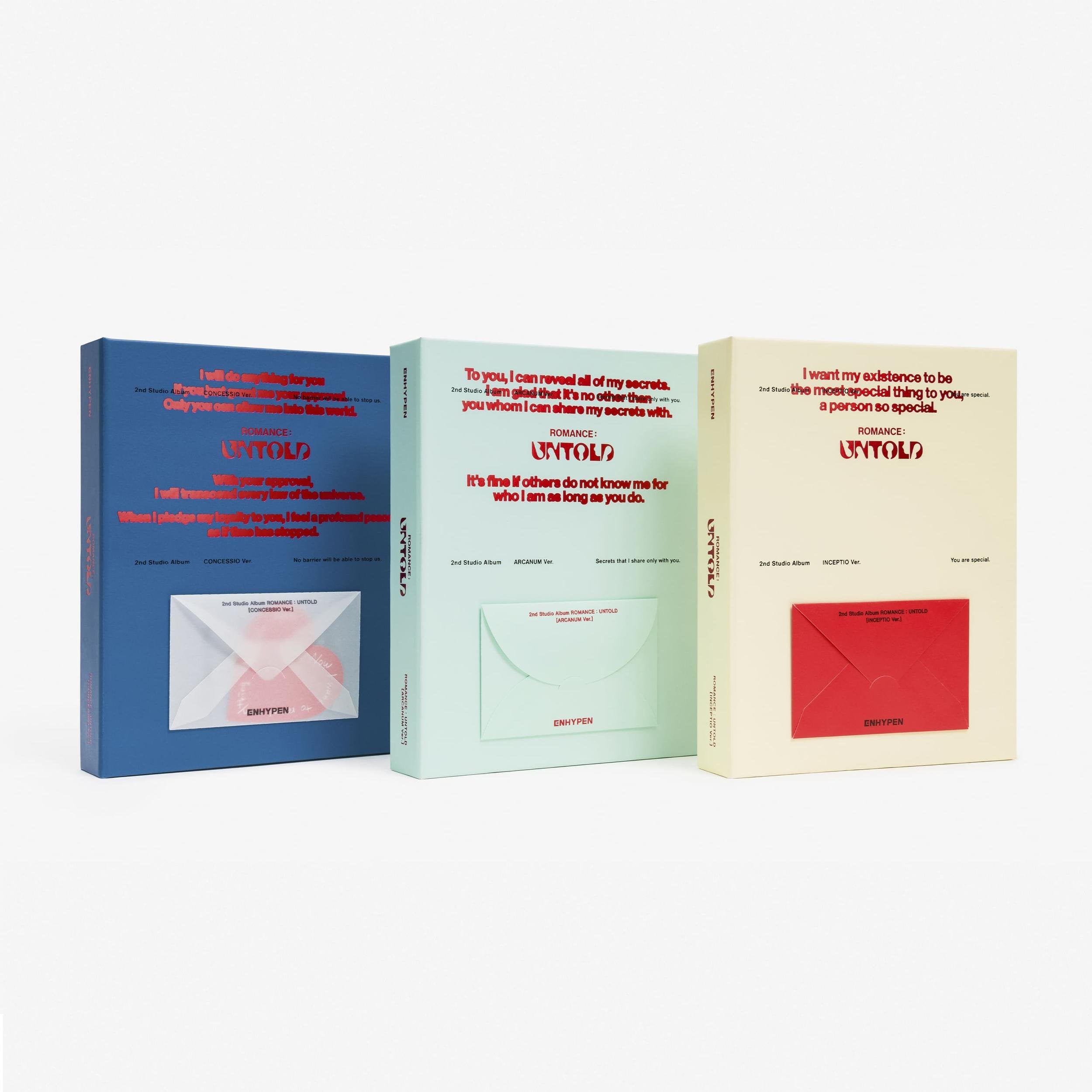 [KOREAN FIRST PRINT] ENHYPEN 2nd Album [ROMANCE : UNTOLD] (INCEPTIO Ver. / ARCANUM Ver. / CONCESSIO Ver.) K-pop full music albums from Korea-SQ1869304
