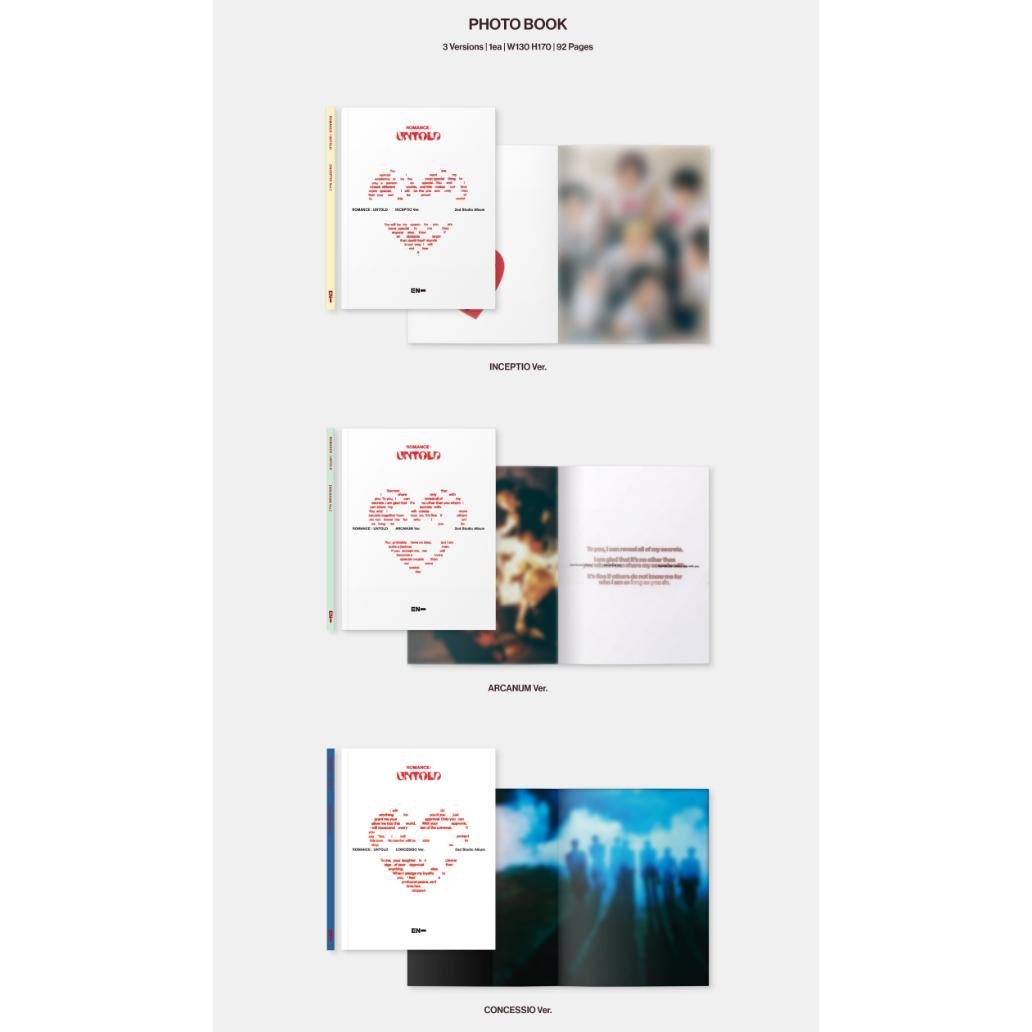 [KOREAN FIRST PRINT] ENHYPEN 2nd Album [ROMANCE : UNTOLD] (INCEPTIO Ver. / ARCANUM Ver. / CONCESSIO Ver.) K-pop full music albums from Korea-SQ1869304