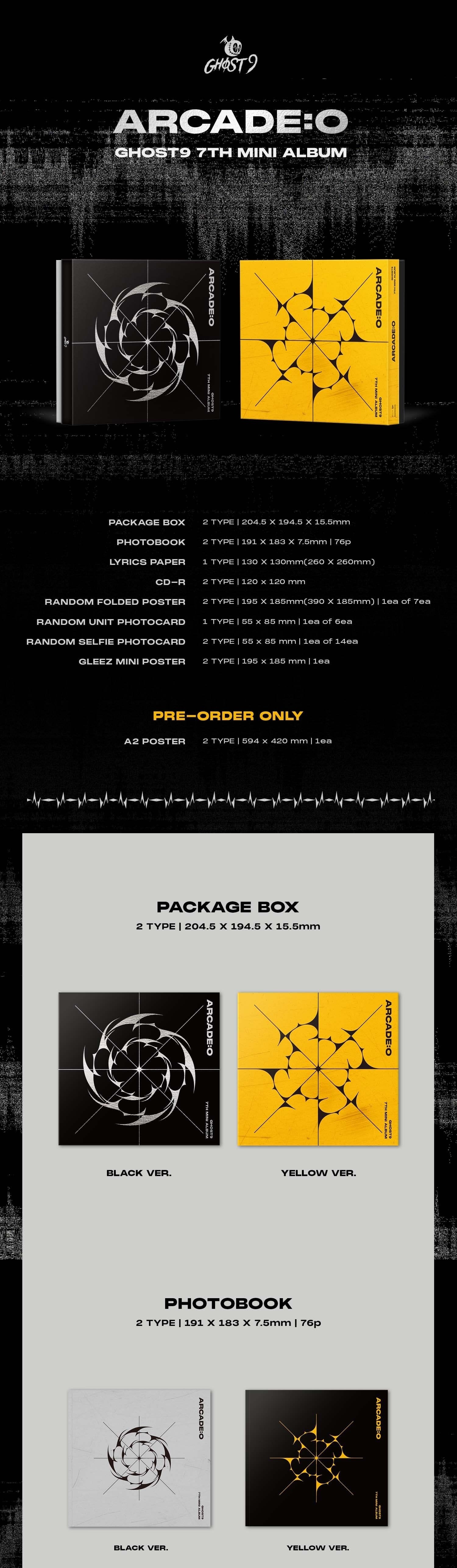 GHOST9 7th Mini Album [ARCADE : O] (BLACK Ver. / YELLOW Ver.)-SQ5070878