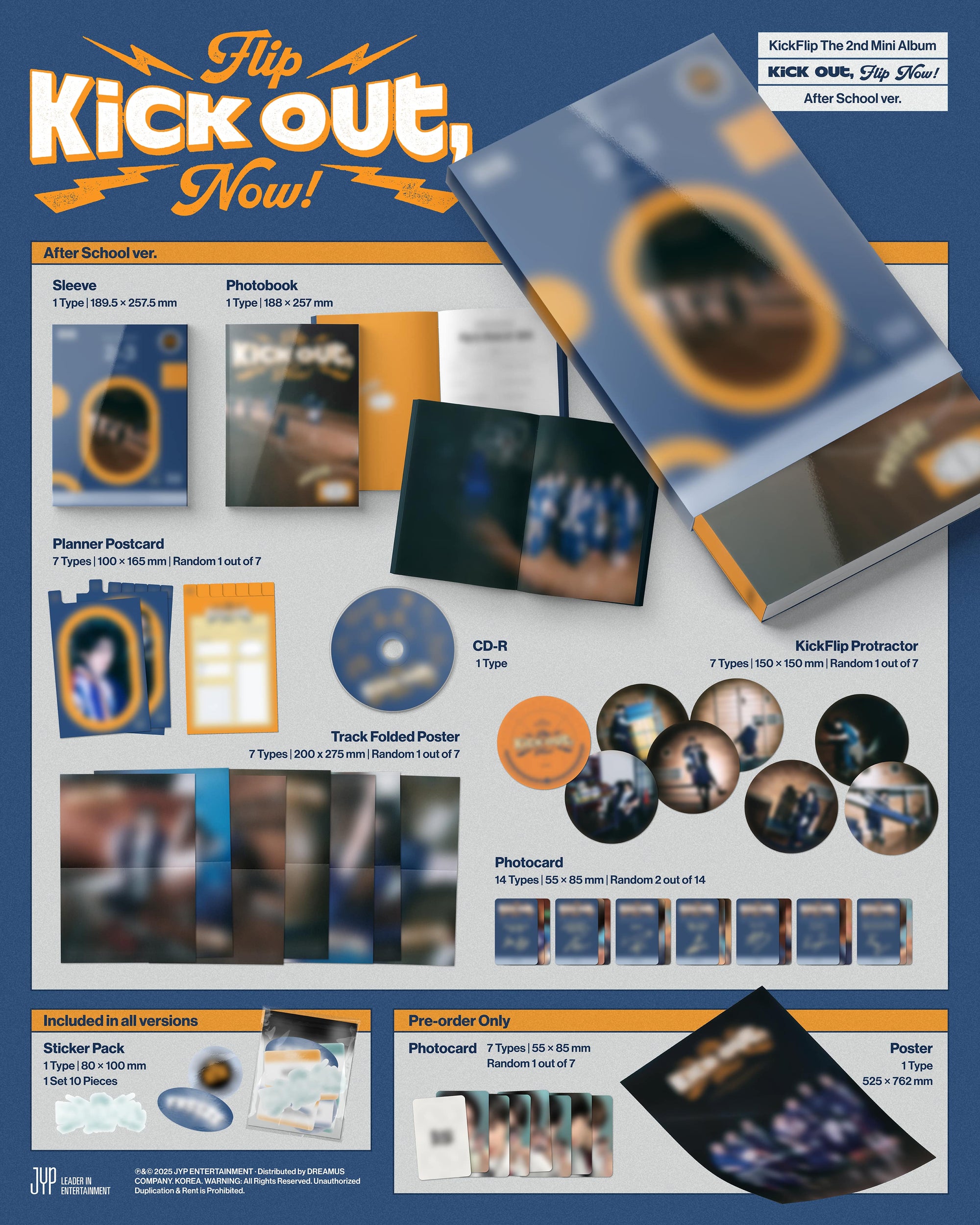 *SOUNDWAVE POB* KickFlip 2nd Mini Album [Kick Out, Flip Now!] (Class time Ver. /Break time Ver. /After School Ver.)