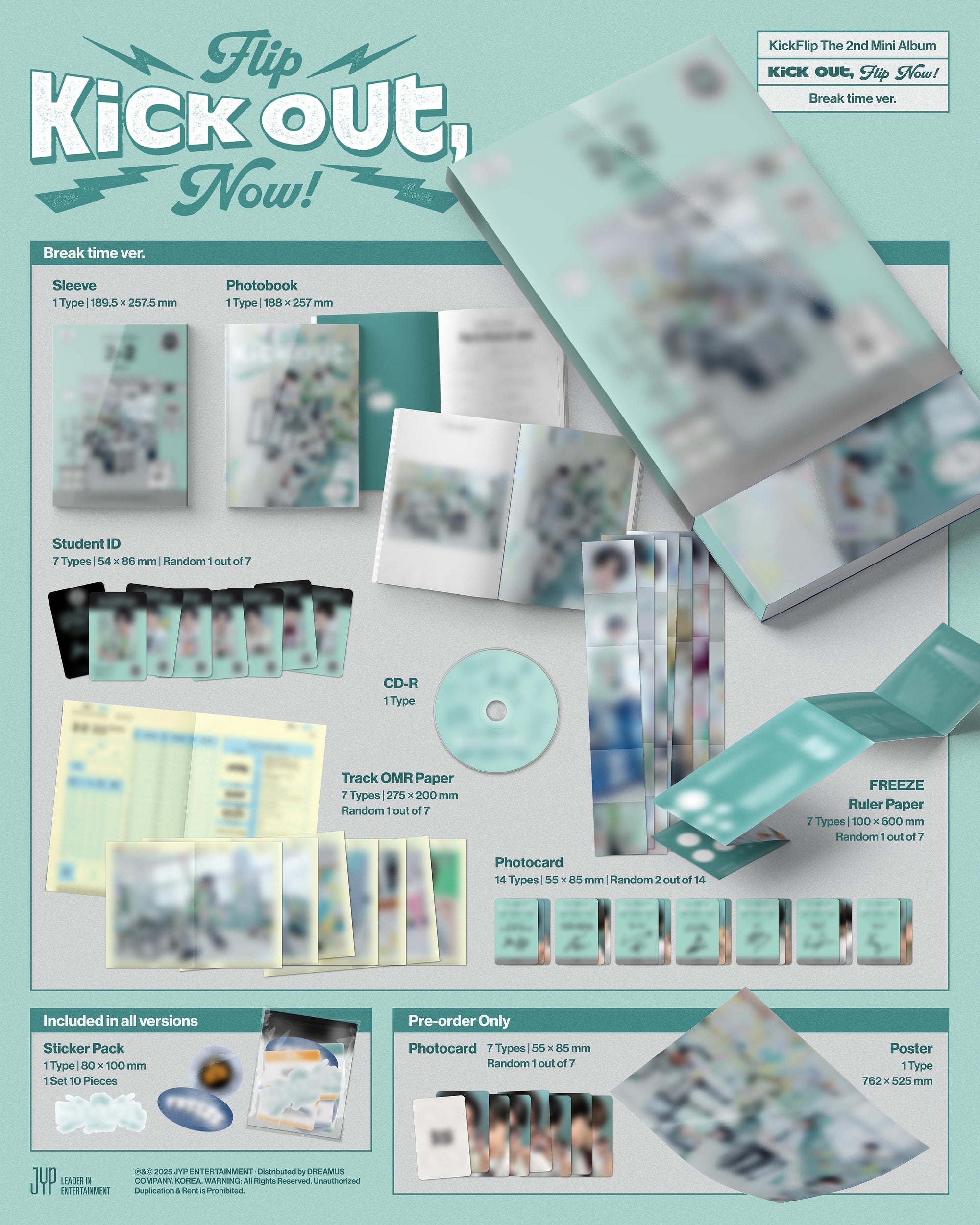 *SOUNDWAVE POB* KickFlip 2nd Mini Album [Kick Out, Flip Now!] (Class time Ver. /Break time Ver. /After School Ver.)