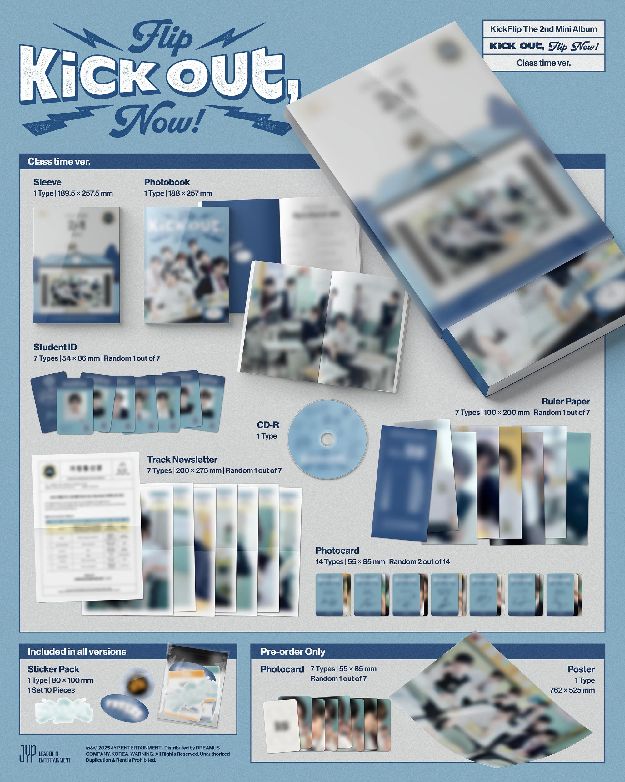 *SOUNDWAVE POB* KickFlip 2nd Mini Album [Kick Out, Flip Now!] (Class time Ver. /Break time Ver. /After School Ver.)