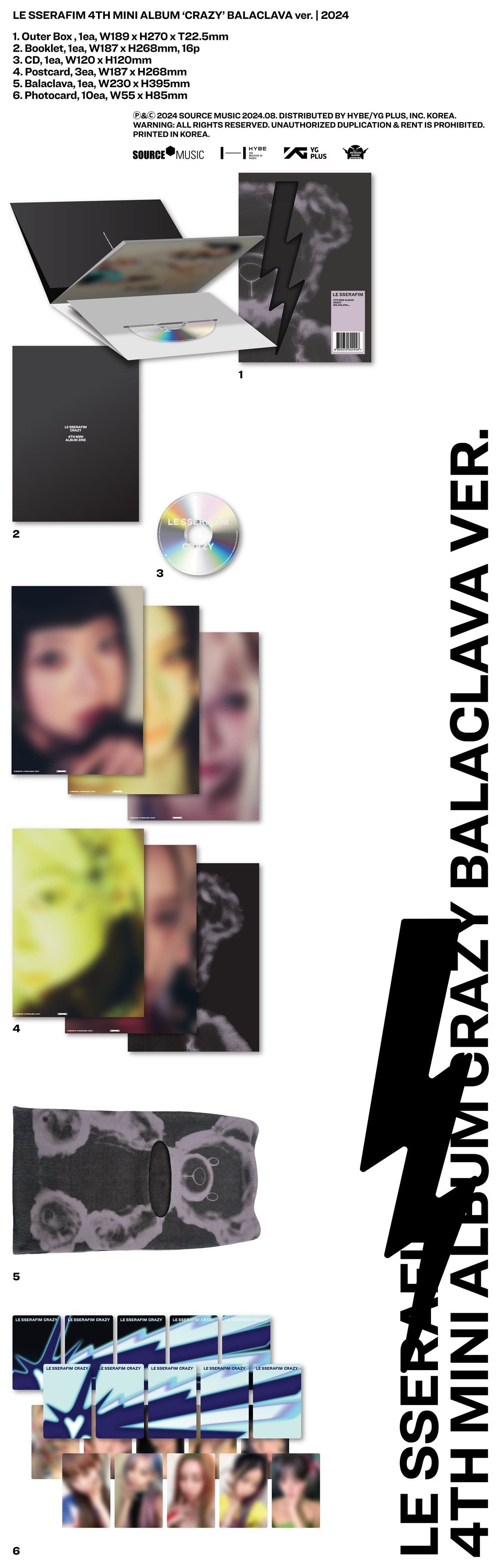 LE SSERAFIM 4th Mini Album [CRAZY] (BALACLAVA Ver)-SQ0135461