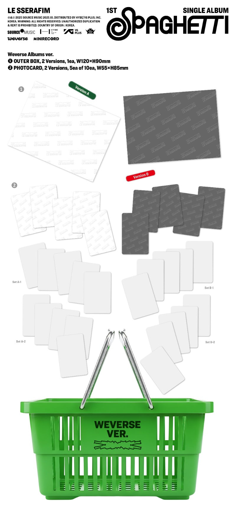 LE SSERAFIM - 1st Single Album [SPAGHETTI] (All Versions)