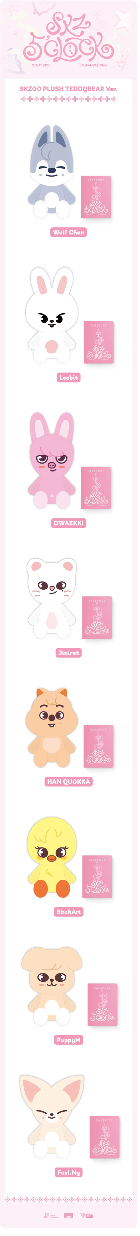 STRAY KIDS - SKZ 5'CLOCK 5TH FAN MEETING OFFICIAL MD SKZOO PLUSH TEDDY BEAR VER-SQ5578756