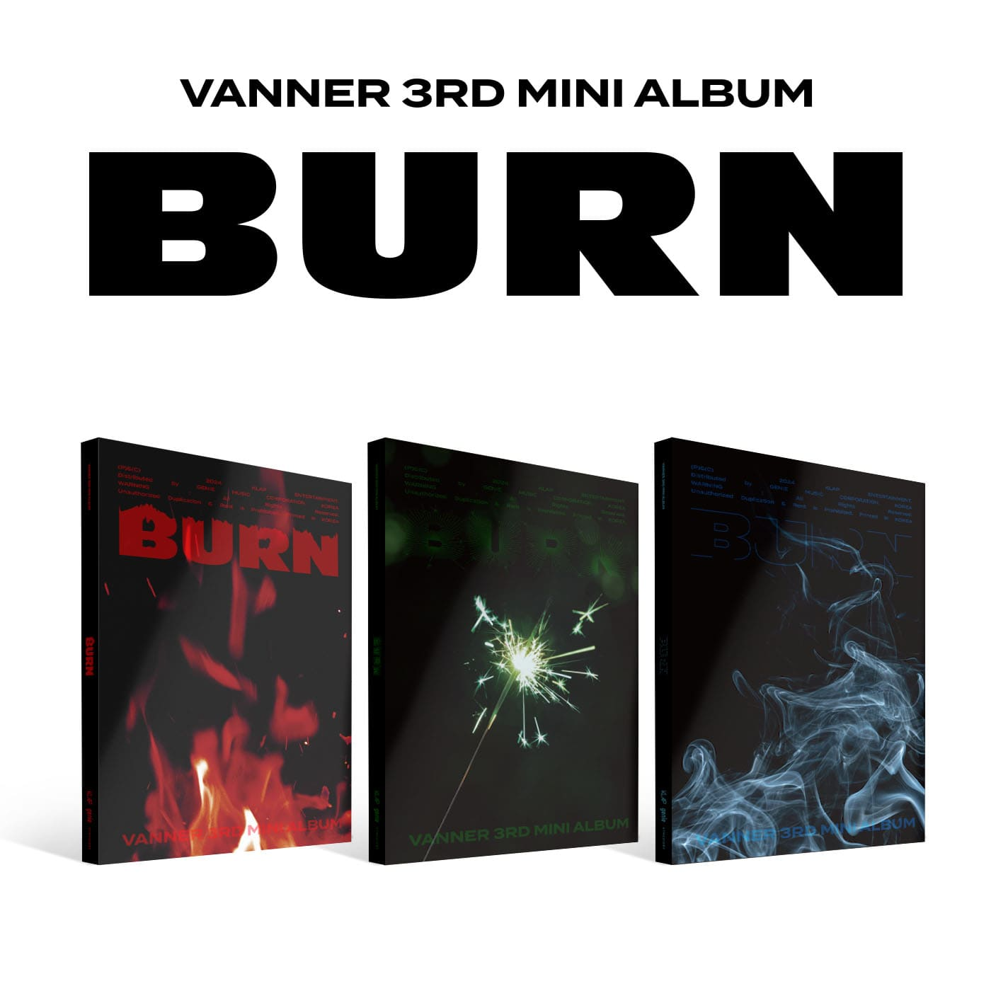 VANNER - 3rd Mini Album [BURN] (Spark Start Ver. / Sparkle Ver. / Empty Ver.) (SPECIAL GIFT: 1 POB Set)-SQ8558347