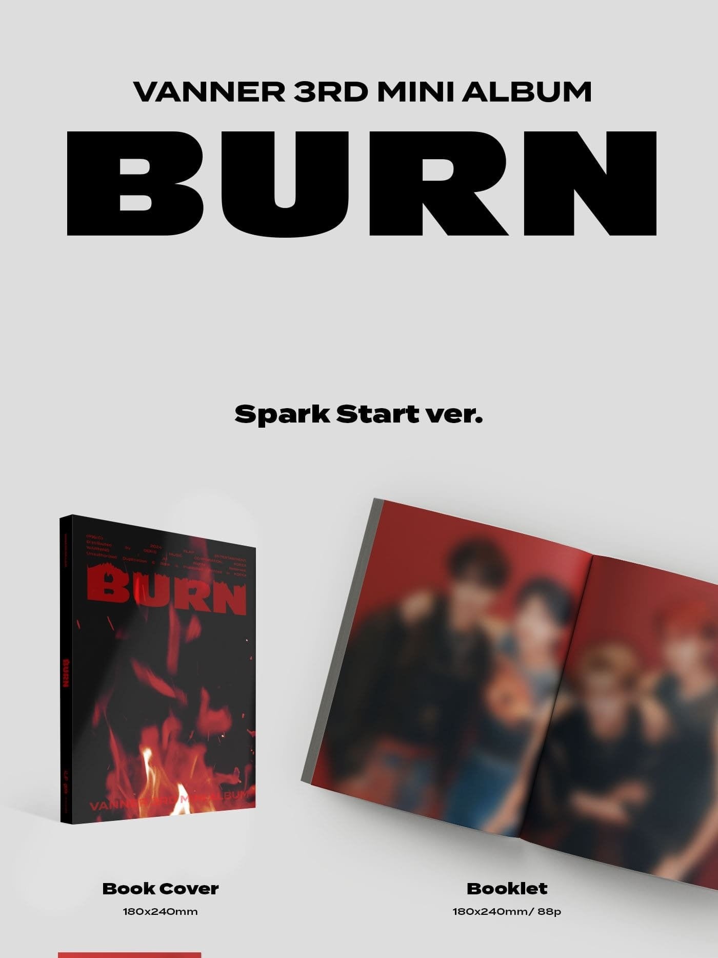 VANNER - 3rd Mini Album [BURN] (Spark Start Ver. / Sparkle Ver. / Empty Ver.) (SPECIAL GIFT: 1 POB Set)-SQ8558347