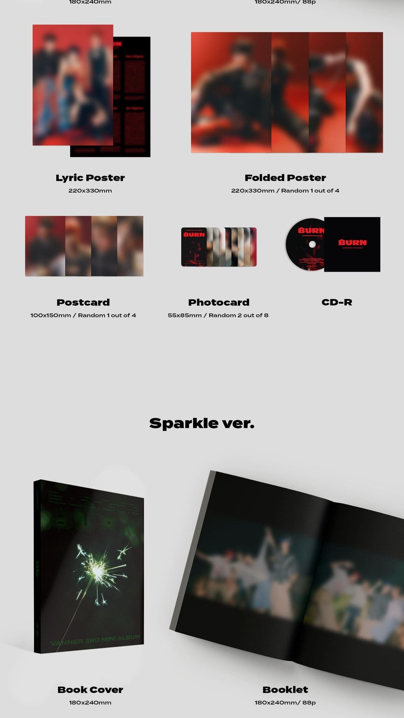 VANNER - 3rd Mini Album [BURN] (Spark Start Ver. / Sparkle Ver. / Empty Ver.) (SPECIAL GIFT: 1 POB Set)-SQ8558347