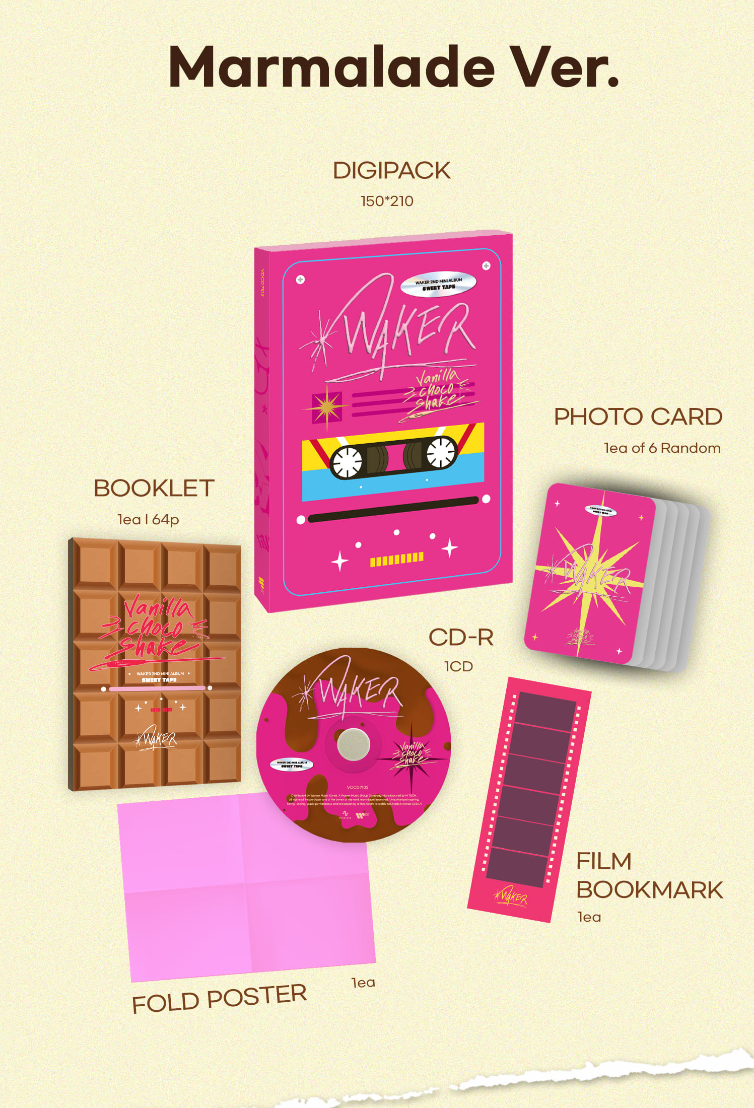 *MAKESTAR Breadcheek BENEFIT* WAKER - [Sweet Tape] - Double Sided POB Preorder Benefit Photocards-SQ0537040