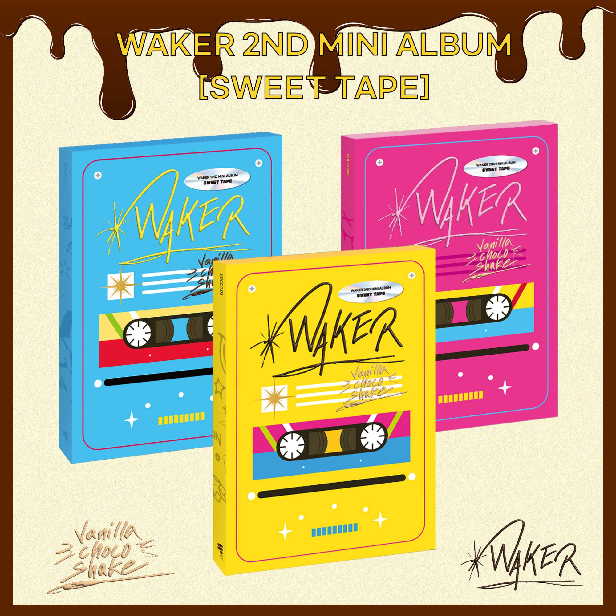 *MAKESTAR Breadcheek BENEFIT* WAKER - [Sweet Tape] - Double Sided POB Preorder Benefit Photocards-SQ0537040